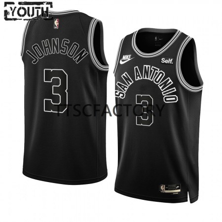 Kinder NBA San Antonio Spurs Trikot Keldon Johnson 3 Nike 2022-23 Classic Edition Schwarz Swingman